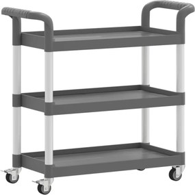 vidaXL 3 szintes szürke alumínium kocsi 77 x 34 x 72 cm