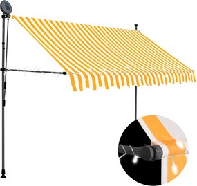vidaXL fehér-narancssárga kézzel kihúzható LED-es napellenző 300 cm