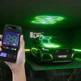 LED RGBW dimmelhető mennyezeti lámpatest HEXAGON LED/144W/85-265V 7000K CRI 90 IP54 fehér+távirányító