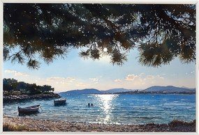 Poszter Keret Alumínium Tájkép Horvátország Ciovo Tengerpart Nap 60x40