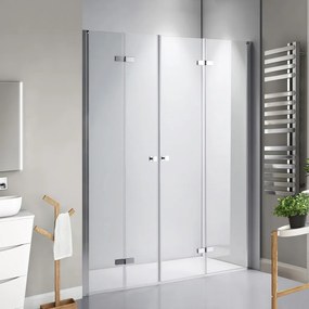Stuxi Verona Big 210 cm széles aszimmetrikus kétszárnyú csukló zuhanyajtó (90+120 cm), 6 mm vízlepergető üveggel, króm profillal, 195 cm magas