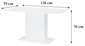 Yorki Elegant étkezőasztal 138x79 cm fehér