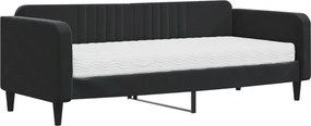 vidaXL fekete bársony heverő matraccal 90 x 200 cm