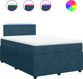 vidaXL kék bársony rugós ágy matraccal 120 x 190 cm