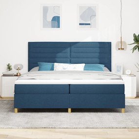 Box Spring Ágy Matrac Kék 200x200 cm Szövet
