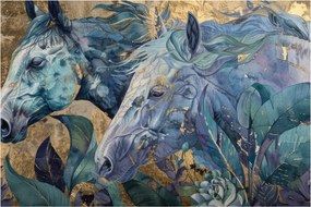Kép - Lovak arany háttérrel (90x60 cm)