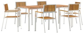 vidaXL Kültéri étkező szett 7 pcs Barna Tömör Akácfa