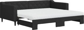 vidaXL fekete kihúzható szövet heverő matracokkal 90 x 190 cm