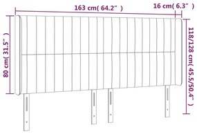 kék szövet LED-es fejtámla 163x16x118/128 cm