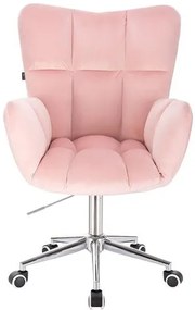 HR650K Púderrózsaszín modern velúr szék krómozott lábbal