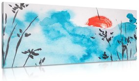 Kép japán kék felhő és piros nap