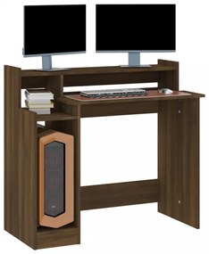 barna tölgy színű szerelt fa íróasztal LED-ekkel 97x45x90 cm