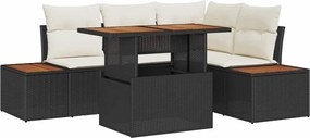 vidaXL Kerti Kanapé Szett tárolóval 5 pcs Fekete Poli rattan