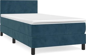 vidaXL sötétkék bársony rugós ágy matraccal 100 x 200 cm