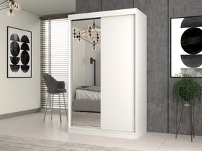 IGA 120 tolóajtós gardróbszekrény, 1 tükörrel, 120x200x61 cm, fehér