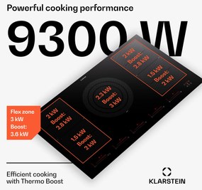 Klarstein Masterzone 90 Flex, indukciós főzőlap, max. 12 600 W, beépített, 5 zóna, 2 Flex zóna, ThermoBoost technológia, Smart Flex