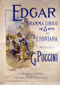 Reprodukció Poster for the opera “Edgar” by composer Giacomo Puccini, Hohenstein, Adolfo