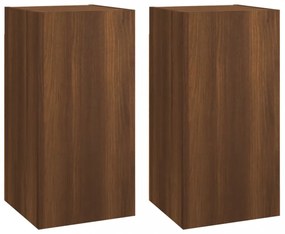 2 db barna tölgyszínű szerelt fa TV-szekrény 30,5 x 30 x 60 cm