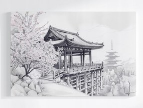 Poszter Tájkép Grafika Park Kert Japán Sakura 60x40