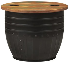 Fekete tömör újrahasznosított fa dohányzóasztal 50 x 39,5 cm