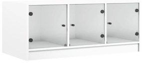 fehér dohányzóasztal üvegajtókkal 102 x 50 x 42 cm