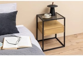 ZEIN éjjeli szekrény, tölgy/fekete