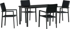vidaXL Kert étkező szett 5 pcs Fekete Porszórt acél