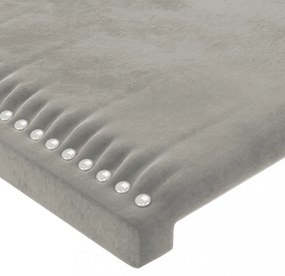 világosszürke bársony LED-es fejtámla 163 x 16 x 78/88 cm