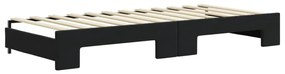 fekete kihúzható bársony heverő 80 x 200 cm