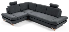 Ágyazható kárpitozott L-alakú sarokülőgarnitúra tárolórekesszel AVESTA, balos, antracit