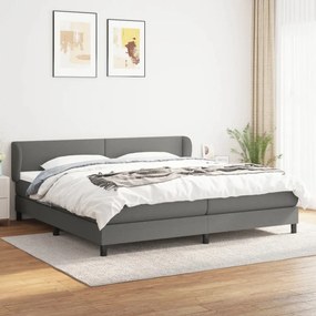 Sötétszürke szövet rugós ágy matraccal 200 x 200 cm