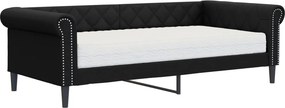 vidaXL fekete műbőr heverő matraccal 90 x 200 cm
