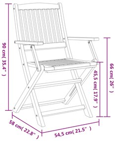8 db összecsukható tömör akácfa kerti szék 54,5x58x90 cm