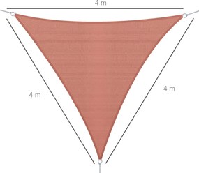 Outsunny Nagy Háromszög Napernyő Vitorla 4 x 4 x 4 m Magas Sűrűségű Polietilén UV Ellenálló Rozsdás Vörös Színben | Aosom