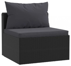 4-részes fekete polyrattan kerti ülőgarnitúra párnákkal