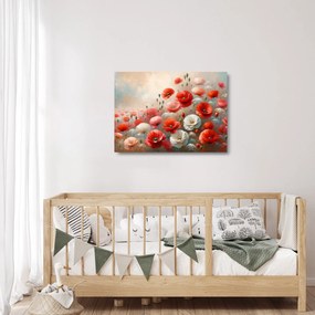 Üveg kép - Pipacsok festménye (70x50 cm)