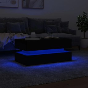 Fekete dohányzóasztal LED-lámpákkal 90x50x40 cm