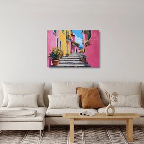 Üveg kép - Rózsaszín sikátor (70x50 cm)
