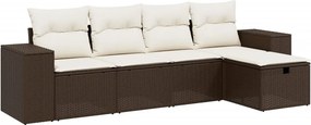 vidaXL 5 részes barna polyrattan kerti ülőgarnitúra párnával