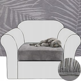 Kanapé Huzat Fotel Háttámla Velúr Dombornyomott Pálmalevelek