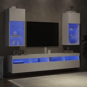 2 db fehér TV-szekrény LED-világítással 40,5 x 30 x 90 cm