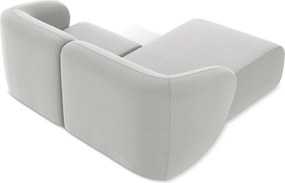 Világosszürke bársony sarokkanapé (bal oldali-heverő résszel) Lani – Makamii