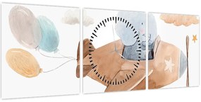 Kép - Akvarell elefánt egy repülőgépen (órával) (90x30 cm)