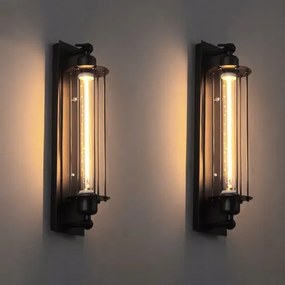 2 X Fali lámpa nappaliba E27 retro fekete