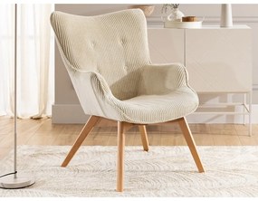 Bézs kordbársony fotel Niko – Ropez