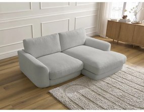 Világosszürke buklé sarokkanapé (jobb oldali-heverő résszel) Leonore – Bobochic Paris