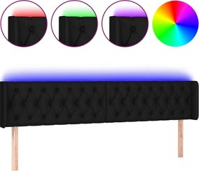 vidaXL fekete szövet LED-es fejtámla 183 x 16 x 78/88 cm