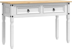 vidaXL Végasztal fiókkal Corona Fehér 115 x 46 x 73 cm Tömör fenyőfa