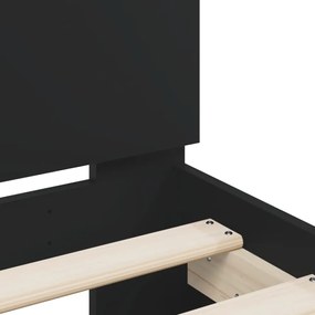 fekete szerelt fa ágykeret fejtámlával 120 x 200 cm