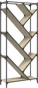 vidaXL sonoma tölgy színű szerelt fa és fém könyvszekrény 79x30x180 cm